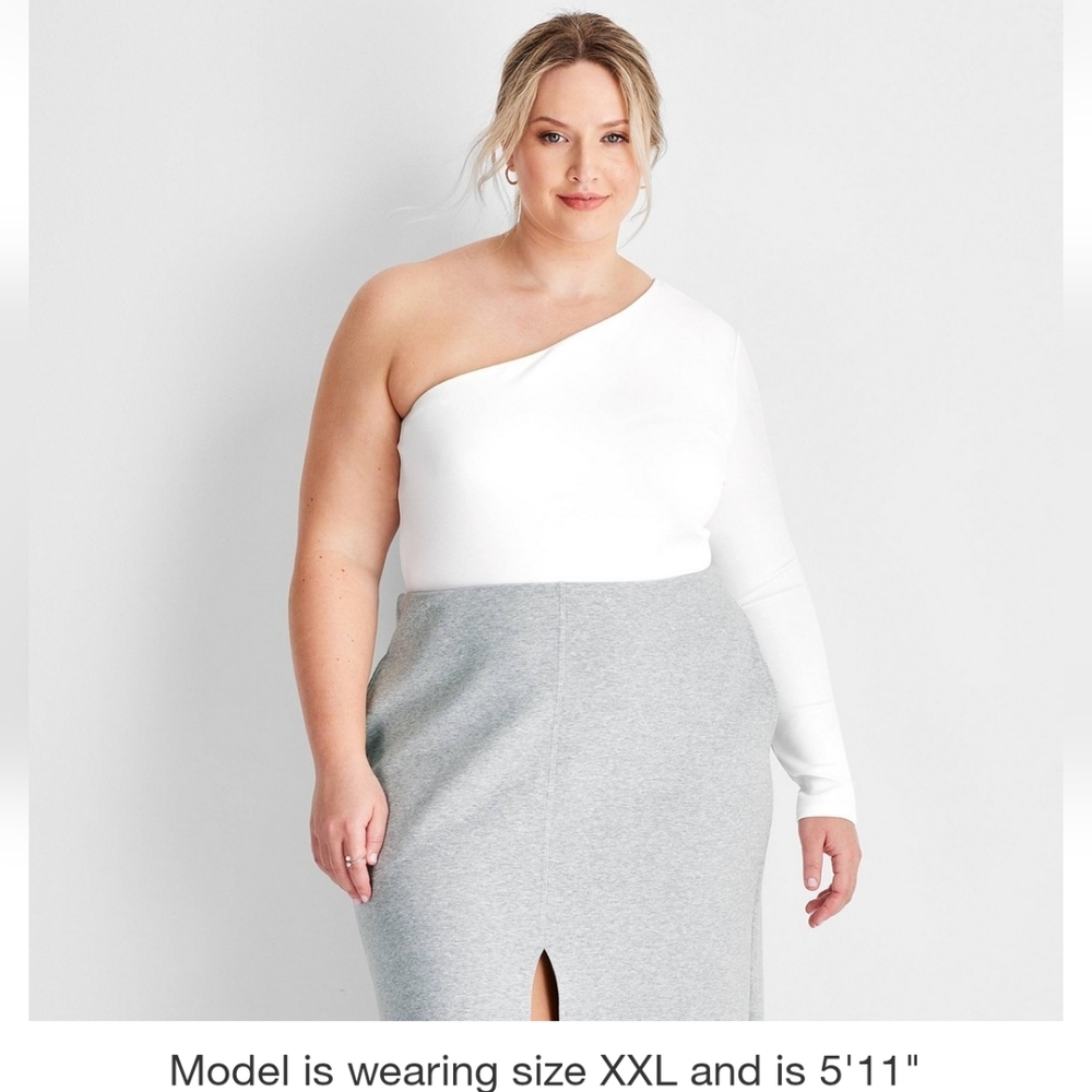 Future Collective Longsleeve One Shoulder Bodysuit. White.